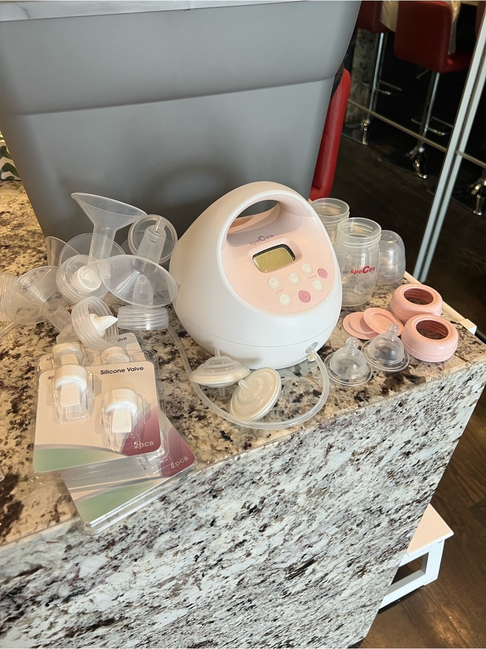 Spectra S2 Plus Electric Breast Pump with Pink Accents and Accessories
